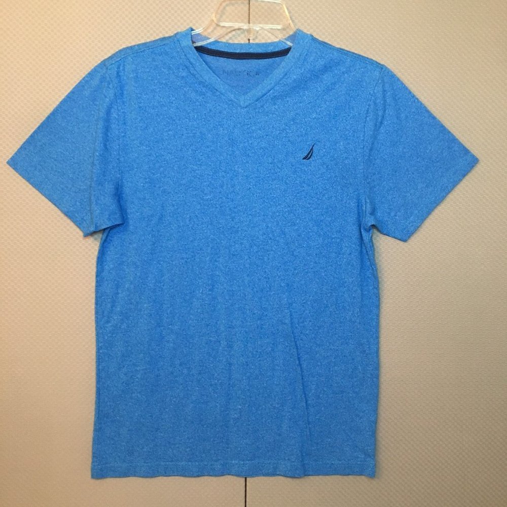 Nautica Blue Short Sleeve V Neck T-Shirt Men's Small